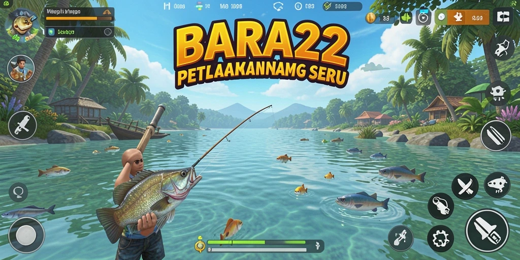 Screenshot BARA22 menampilkan momen seru saat memancing.