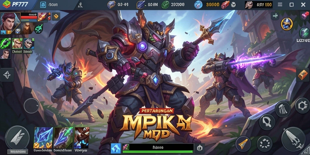 Screenshot utama <strong>PF777</strong> yang menampilkan aksi gameplay MOBA seru.