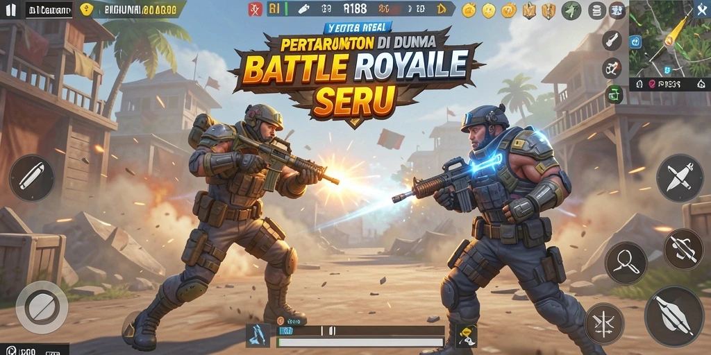 Tangkapan layar menunjukkan aksi seru dalam permainan Battle Royale RI188.
