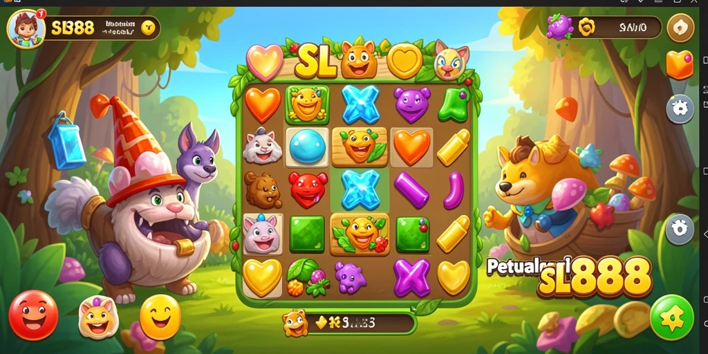 Gambaran gameplay seru SL888 dalam aksi Match-3.